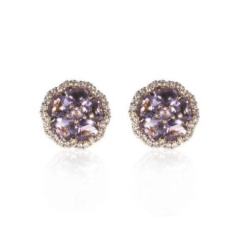 Crivelli 18k Rose Gold Diamond + Amethyst Earrings I