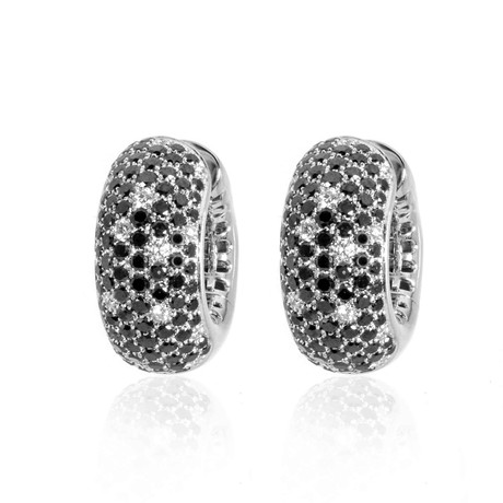 Crivelli 18k White Gold Diamond + Black Diamond Earrings