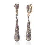 Crivelli 18k Yellow Gold Diamond + Purple Amethyst Earrings