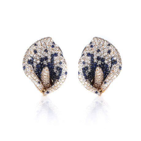 Crivelli 18k Two-Tone Gold Diamond + Sapphire Earrings