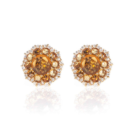 Crivelli 18k Two-Tone Gold Diamond + Citrine Earrings