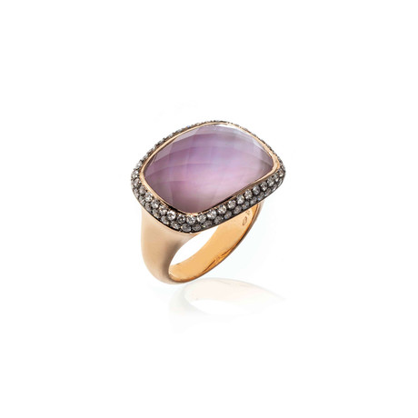 Crivelli 18k Rose Gold Diamond + Quartz Statement Ring // Ring Size: 6.75