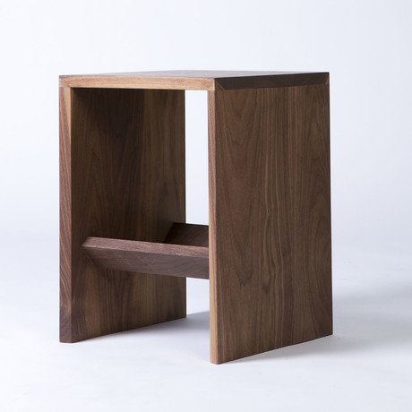 Contemporary Solid Walnut Side Table + Multi-Purpose Sub-Surface Trough