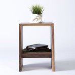 Contemporary Solid Walnut Side Table + Multi-Purpose Sub-Surface Trough