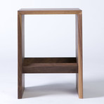 Contemporary Solid Walnut Side Table + Multi-Purpose Sub-Surface Trough