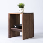 Contemporary Solid Walnut Side Table + Multi-Purpose Sub-Surface Trough