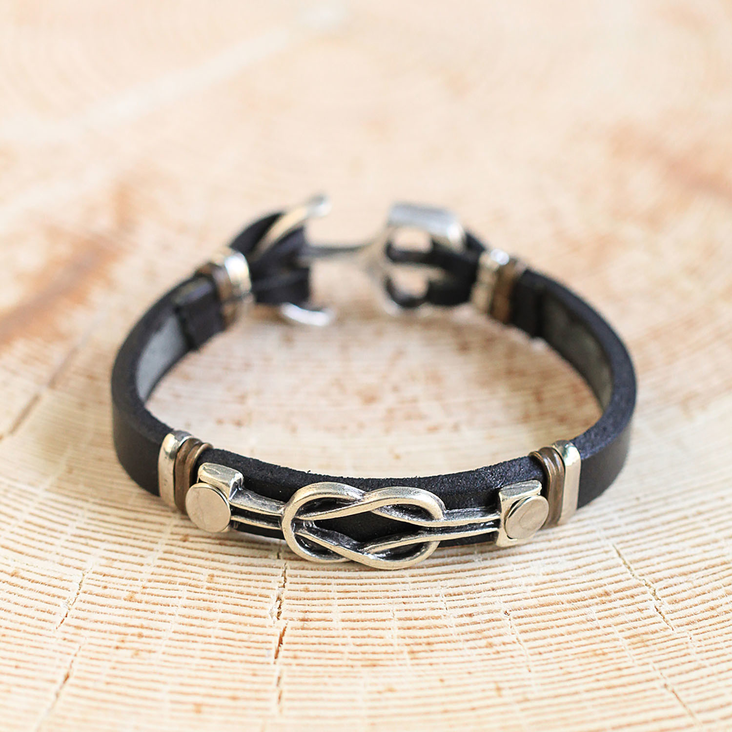 Leather + Knot Bracelet // Antique Silver - Nautilus - Touch of Modern