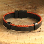 Braided Leather Bracelet // Orange + Black