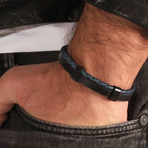Braided Leather Bracelet // Blue + Black