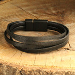 Four Strap Leather Bracelet // Black (Black)