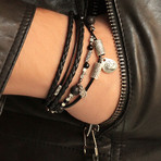 Five Strap Leather Bracelet // Antique Silver