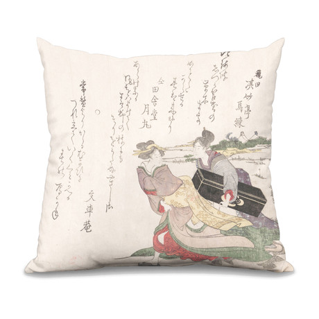 Throw Pillow // Geisha Girl Hurrying With A Maid Servant (16"L x 16"W)