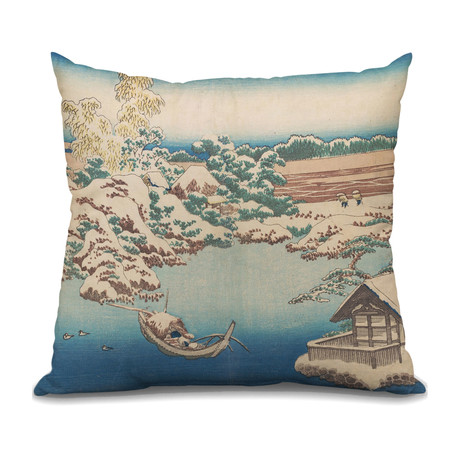 Throw Pillow // Snow On The Sumida River (16"L x 16"W)