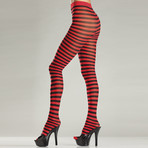 Seamingly Striped Pantyhose // Red + Black // 2 Pieces