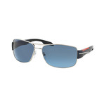 Unisex Sunglasses // Silver + Gray + Blue Gradient