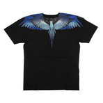 Men's Wings T-Shirt // Black + Blue (XXS)