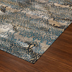 Modern Damask Area Rug // Blue // 10' x 13'