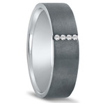 Argentium Sterling Silver Diamond Row Ring (10.5)