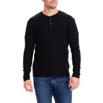 4 Button Thermal Henley Shirt // Black (XL)