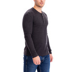 4 Button Thermal Henley Shirt // Charcoal (L)