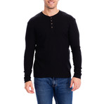 4 Button Thermal Henley Shirt // Black (L)
