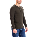 4 Button Thermal Henley Shirt // Olive (L)