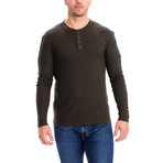 4 Button Thermal Henley Shirt // Olive (M)