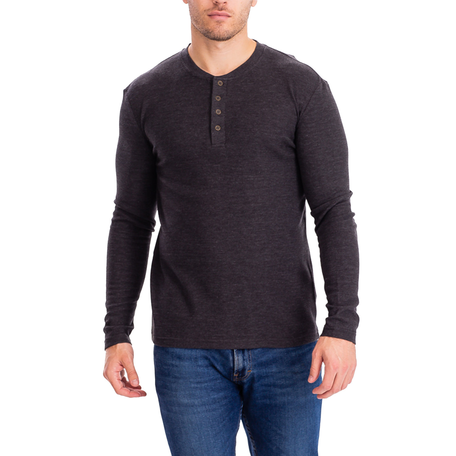 4 Button Thermal Henley Shirt // Charcoal (L) - ZinoVizo - Touch of Modern