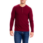 4 Button Thermal Henley Shirt // Red (M)