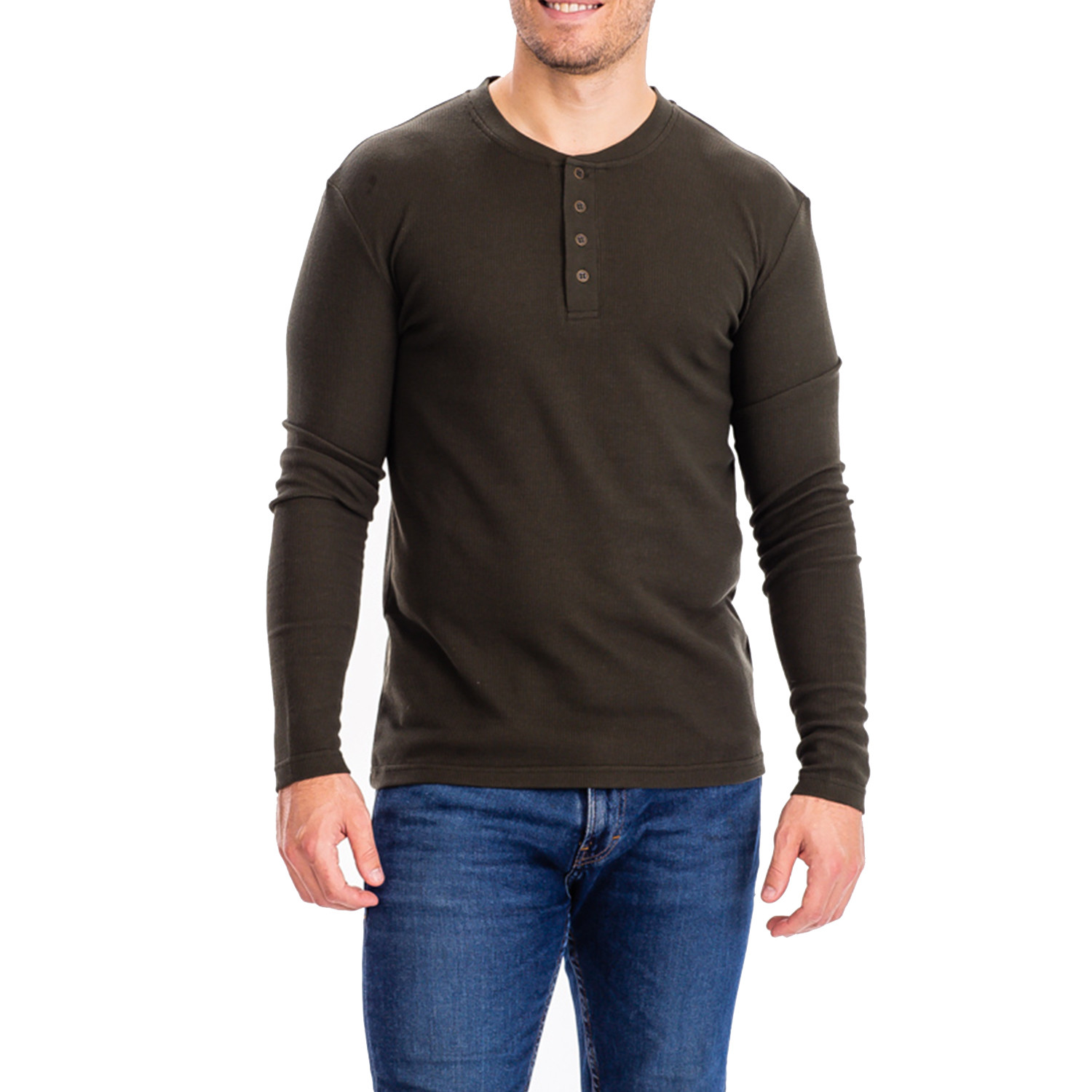 4 Button Thermal Henley Shirt // Olive (M) - ZinoVizo - Touch of Modern