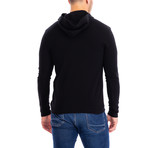 Thermal 3 Button Hoodie // Black (M)