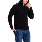 Thermal 3 Button Hoodie // Black (M)