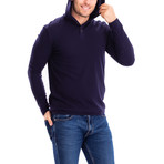 Thermal 3 Button Hoodie // Navy (L)
