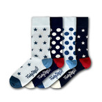 Men's Regular Socks Bundle // White + Navy // Pack of 4