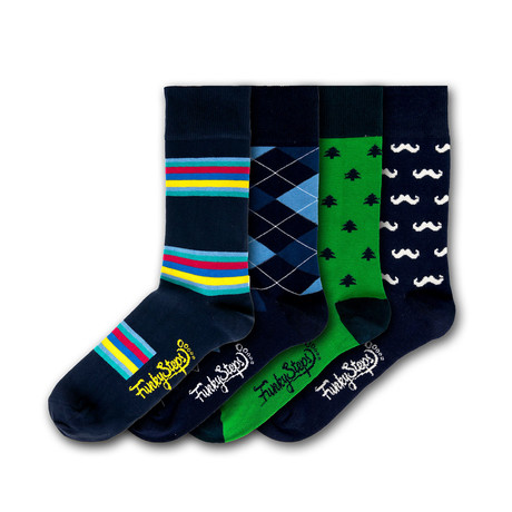 Men's Regular Socks Bundle // Navy + Green // Pack of 4