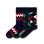 Men's Regular Socks Bundle I // Navy + Red + White // Pack of 3