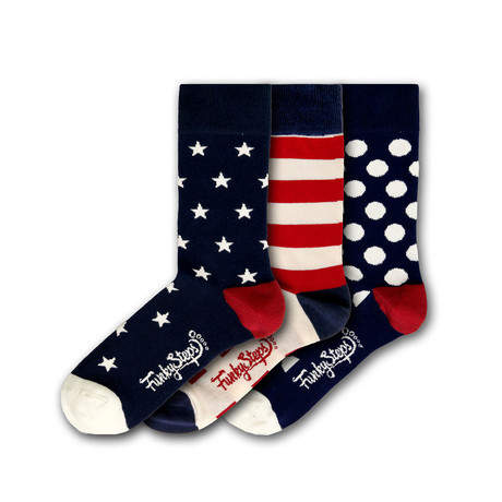 Men's Regular Socks Bundle II // Navy + Red + White // Pack of 3