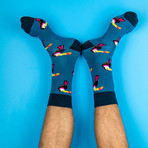 Men's Animals Regular Socks Bundle // Black + Blue + Yellow + Green // Pack of 4