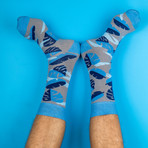 Men's Pugs + Pretzels Regular Socks Bundle // Blue + Gray // Pack of 3