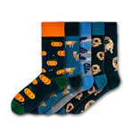 Men's Regular Socks Bundle // Orange + Black + Blue // Pack of 5