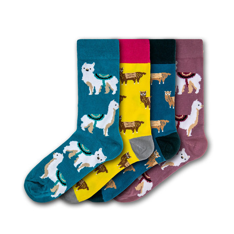 Unisex Alpaca Regular Socks Bundle // Yellow + Blue + Black // Pack of 4