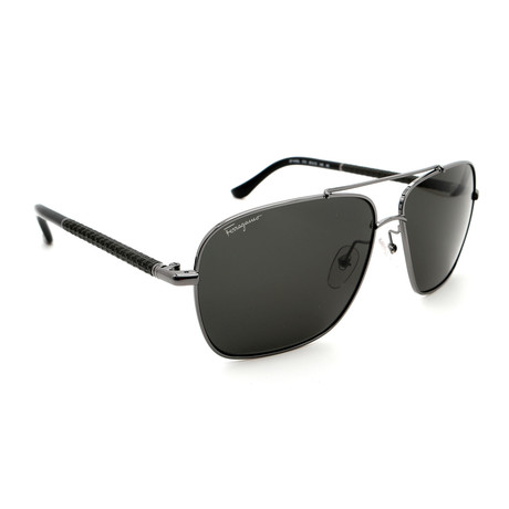 Unisex Aviator Square Sunglasses // Black + Shiny Dark Gunmetal