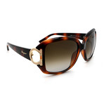 Salvatore Ferragamo // Women's SF666S-238 Square Sunglasses // Dark Tortoise + Green