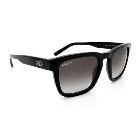 Men's Square Sunglasses // Black + Gray Gradient Lens