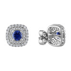 18K White Gold Diamond + Blue Sapphire Earrings I