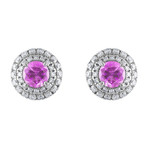 Estate 18k White Gold Diamond + Pink Sapphire Earrings // Pre-Owned