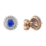 Estate 18k Rose Gold Diamond + Blue Sapphire Earrings // Pre-Owned