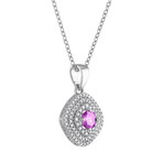 Tresorra 18k White Gold Diamond + Pink Sapphire Necklace // Pre-Owned