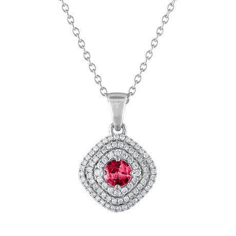 Tresorra 18k White Gold Diamond + Ruby Necklace // Pre-Owned