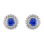 Estate 18k Rose Gold Diamond + Blue Sapphire Earrings // Pre-Owned